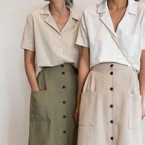 OAK + FORT linen button up blouse